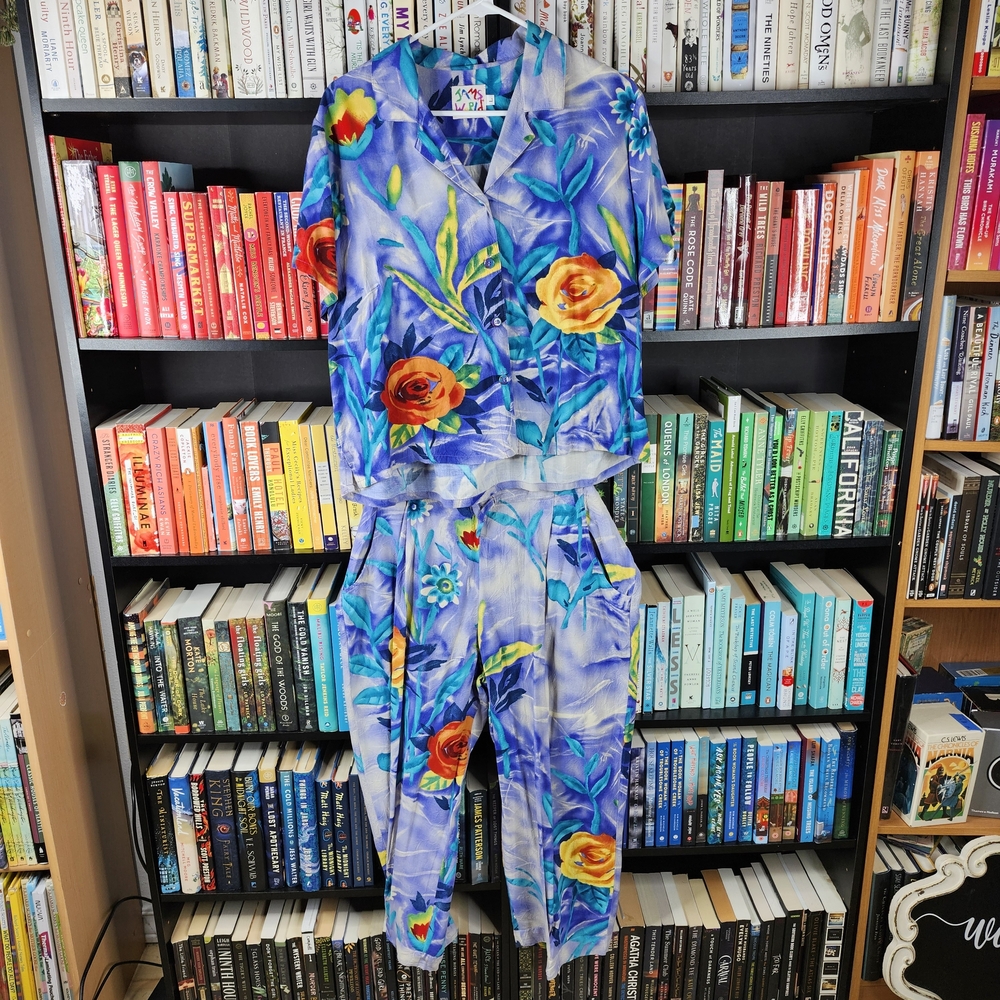 Vintage Jams World Floral Two-Piece Set Velvet Rose Print Size Large